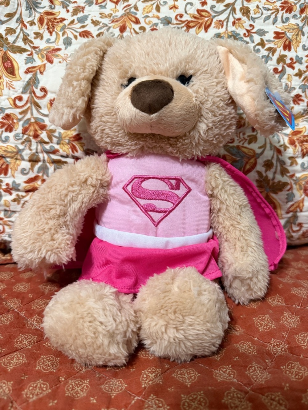 Gund Pink and Tan Supergirl Puppy Plush
